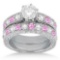 Antique Diamond and Pink Sapphire Bridal Set 14k White Gold (2.50ct)