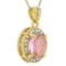 CREATED PINK SAPPHIRE & FLAWLESS CREATED DIAMOND 18K GOLD PLATED GERMAN SILVER PENDANT