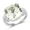 5.52 Carat Genuine Green Amethyst and White Diamond .925 Sterling Silver Ring