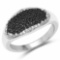0.46 Carat Genuine Black Diamond and White Diamond .925 Sterling Silver Ring