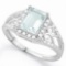 1 2/3 CARAT AQUAMARINE & GENUINE DIAMONDS 925 STERLING SILVER RING