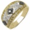 14K Yellow Gold Plated 0.28 Carat Genuine Black Diamond, White Diamond & Yellow Diamond .925 Strelin