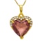 CREATED PINK TOPAZ & FLAWLESS CREATED DIAMOND 18K GOLD PLATED GERMAN SILVER PENDANT