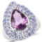 4.02 Carat Genuine Amethyst and Tanzanite .925 Sterling Silver Ring