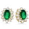 Oval Emerald and Diamond Accented Earrings 14k Yellow Gold (2.05ct)