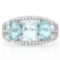 AQUAMARINE & 3 4/5 CARAT BABY SWISS BLUE TOPAZ 925 STERLING SILVER RING