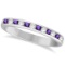 Amethyst and Diamond Semi-Eternity Channel Ring 14k White Gold (0.40ct)