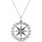 Compass Necklace Pendant Diamond Accented 14k White Gold (0.19ct)