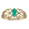 Certified 10k Yellow Gold Marquise Emerald Filagree Ring 0.2 CTW