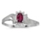 Certified 10k White Gold Oval Rhodolite Garnet And Diamond Satin Finish Ring 0.24 CTW