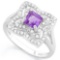 3/5 CARAT AMETHYST & (32 PCS) FLAWLESS CREATED DIAMOND 925 STERLING SILVER RING
