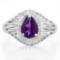 1 CARAT AMETHYST & DIAMOND 925 STERLING SILVER RING