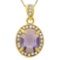 LAB TANZANITE & FLAWLESS CREATED DIAMOND 18K GOLD PLATED GERMAN SILVER PENDANT