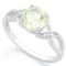 1 1/4 CARAT GREEN AMETHYST & (6 PCS) FLAWLESS CREATED DIAMOND 925 STERLING SILVER RING