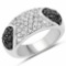 0.99 Carat Genuine Black Diamond and White Diamond .925 Sterling Silver Ring