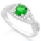 1 CARAT CREATED EMERALD & 1/2 CARAT (48 PCS) FLAWLESS CREATED DIAMOND 925 STERLING SILVER HALO RING