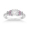 Butterfly Diamond and Pink Sapphire Engagement Ring 14k White Gold (1.10ct)