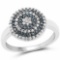 0.39 Carat Genuine Blue Diamond and White Diamond .925 Sterling Silver Ring