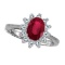 Lady Diana Oval Ruby and Diamond Ring 14k White Gold (1.50 ctw)