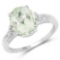 2.61 Carat Genuine Green Amethyst and White Topaz .925 Sterling Silver Ring
