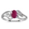 Certified 10k White Gold Oval Ruby And Diamond Ring 0.37 CTW