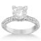 Eternity Pave Set Trio Diamond Engagement Ring 14K White Gold (1.58ct)