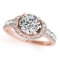 CERTIFIED 18K ROSE GOLD 1.14 CT G-H/VS-SI1 DIAMOND HALO ENGAGEMENT RING