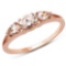 0.52 Carat Genuine Morganite and White Diamond 14K Rose Gold Ring