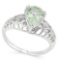 1 1/5 CARAT GREEN AMETHYST & DIAMOND 925 STERLING SILVER RING