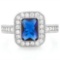 1 4/5 CARAT CREATED BLUE SAPPHIRE & 1/3 CARAT (34 PCS) FLAWLESS CREATED DIAMOND 925 STERLING SILVER