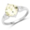 1.81 Carat Genuine Lemon Quartz and White Topaz .925 Sterling Silver Ring