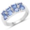 2.19 Carat Genuine Kyanite and White Topaz .925 Sterling Silver Ring