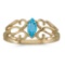 Certified 10k Yellow Gold Marquise Blue Topaz Filagree Ring 0.23 CTW