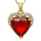 CREATED RUBY & FLAWLESS CREATED DIAMOND 18K GOLD PLATED GERMAN SILVER PENDANT