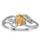 Certified 10k White Gold Oval Citrine And Diamond Ring 0.32 CTW