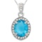 CREATED SWISS TOPAZ & FLAWLESS CREATED DIAMOND 18K GOLD PLATED GERMAN SILVER PENDANT