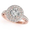 CERTIFIED 18K ROSE GOLD 1.53 CT G-H/VS-SI1 DIAMOND HALO ENGAGEMENT RING