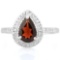 1 1/2 CARAT GARNET & DIAMOND 925 STERLING SILVER RING