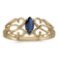 Certified 10k Yellow Gold Marquise Sapphire Filagree Ring 0.21 CTW
