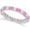 Eternity Diamond and Pink Sapphire Ring Band 14k White Gold (2.35ct)