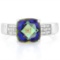 OCEAN MYSTIC GEMSTONE & 1/4 CARAT (34 PCS) FLAWLESS CREATED DIAMOND 925 STERLING SILVER RING