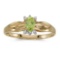 Certified 14k Yellow Gold Oval Peridot And Diamond Ring 0.2 CTW