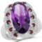 6.40 Carat Genuine Amethyst and Garnet .925 Sterling Silver Ring