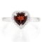 1 1/4 CARAT GARNET & DIAMOND 925 STERLING SILVER RING