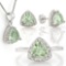 4 1/5 CARAT GREEN AMETHYST & DIAMOND 925 STERLING SILVER SET