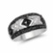 0.28 Carat Genuine Black Diamond and White Diamond .925 Sterling Silver Ring