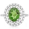 3 1/2 CARAT CREATED GREEN SAPPHIRE & 4 CARAT (40 PCS) FLAWLESS CREATED DIAMOND 925 STERLING SILVER R