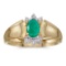 Certified 14k Yellow Gold Oval Emerald And Diamond Ring 0.32 CTW