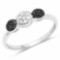 0.15 Carat Genuine White Diamond and Black Diamond .925 Sterling Silver Ring