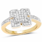 14K Yellow Gold Plated 0.24 Carat Genuine White Diamond .925 Sterling Silver Ring